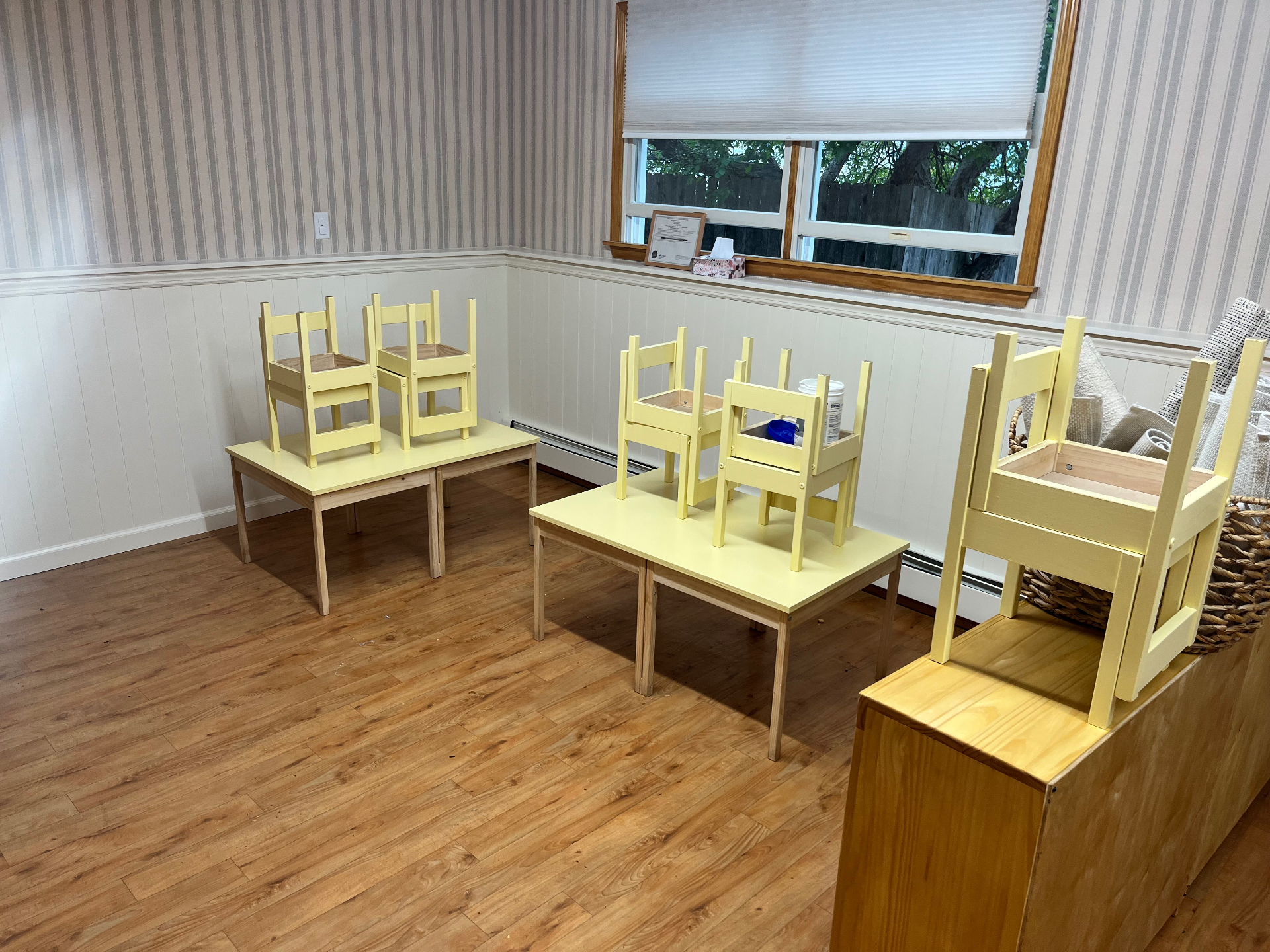 Bright, organized daycare classroom with clean floors and tidy furniture after a Clean & Shine visit