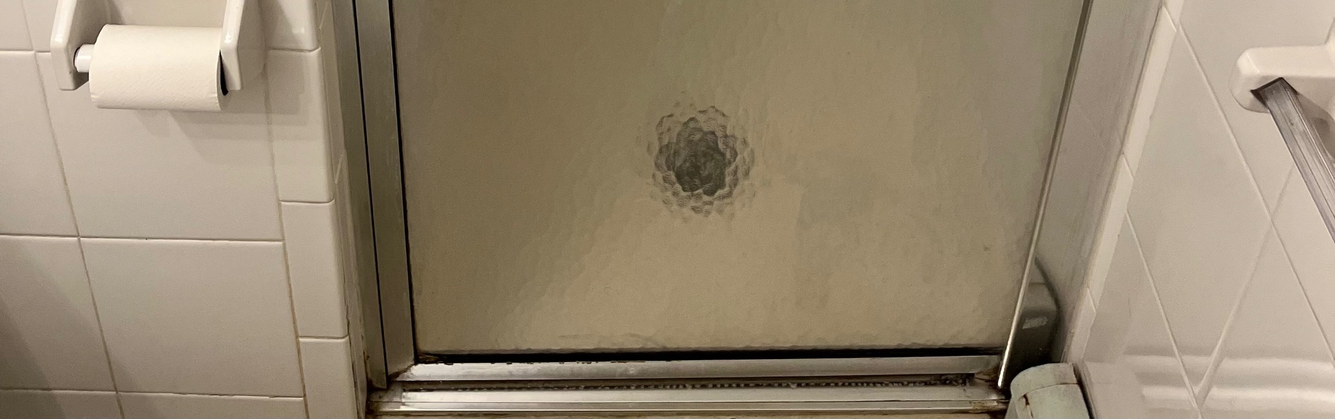 Shower door & bathroom floor cleaning — after