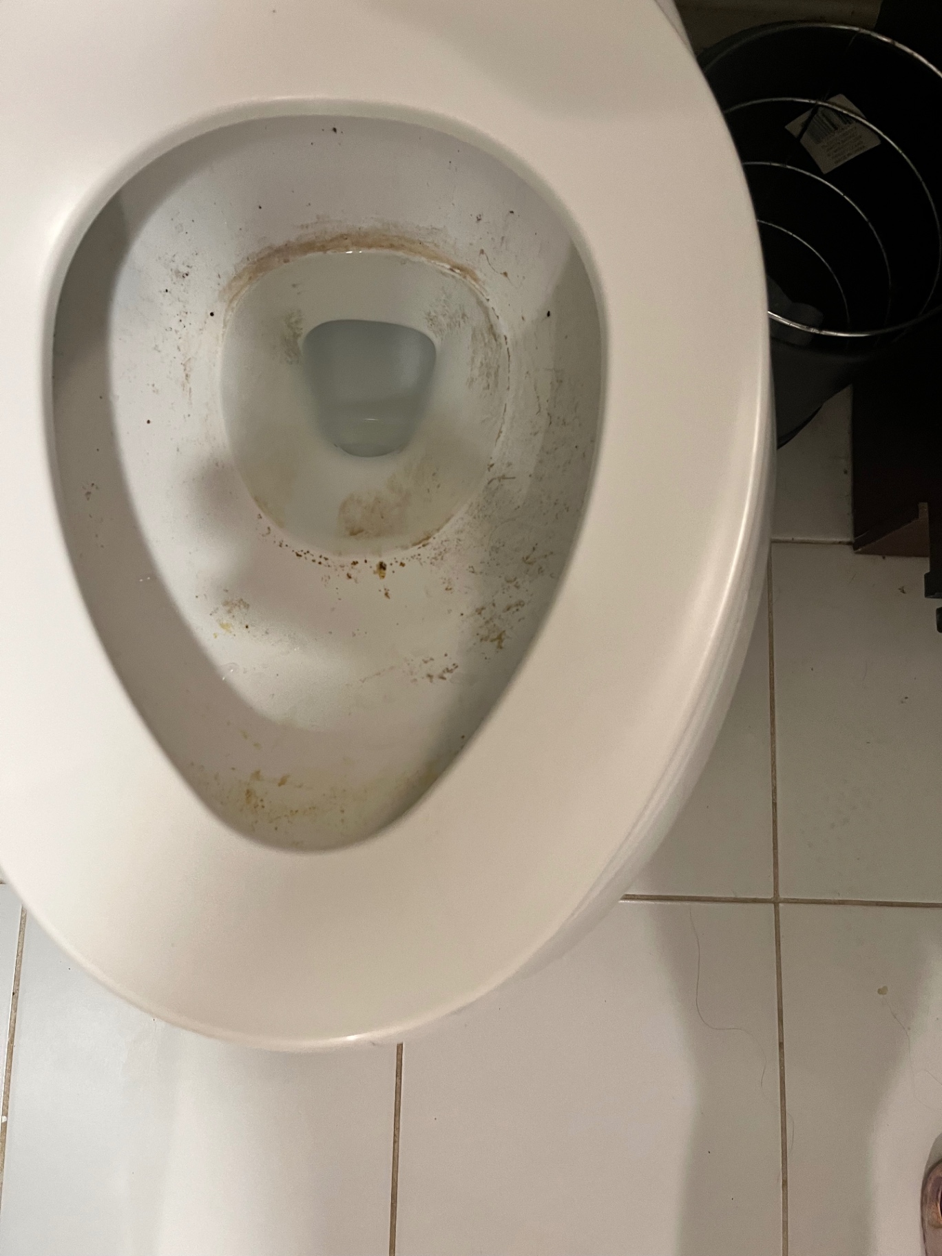 Toilet bowl with heavy staining before a Clean & Shine deep clean